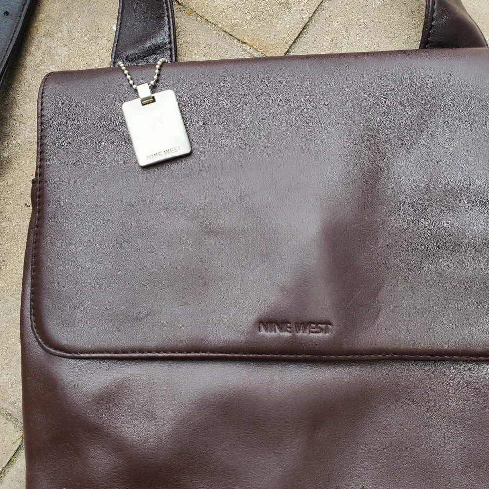 Nine West Brown‎ Leather Shoulder Bag Crossbody Y2K Business Casual Collegiate